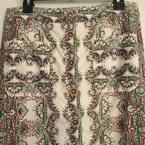 Anthropology Maeve Elegant patterned Boho Minimalist Green and Brown Skirt S-14